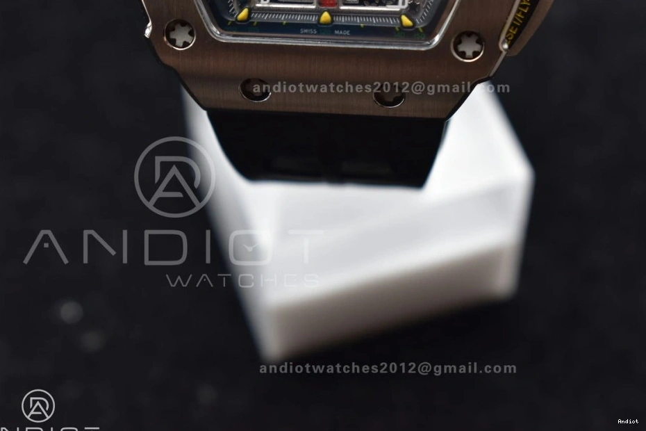 SS A7750 1:1 Crystal KVF Black Dial Black RM011 Chrono on Strap Best V3 Edition Rubber 0121